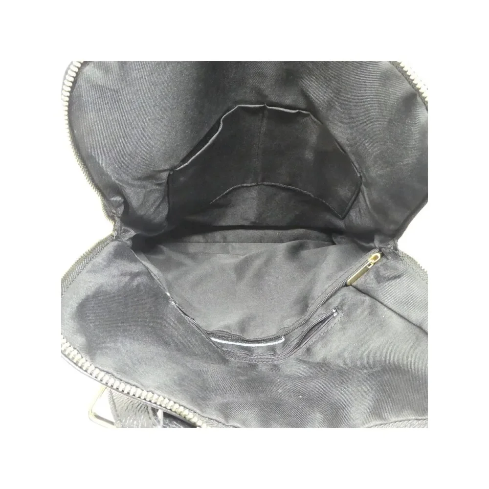 Borse In Pelle Black Pebbled Leather Convertible Purse Backpack Bag
